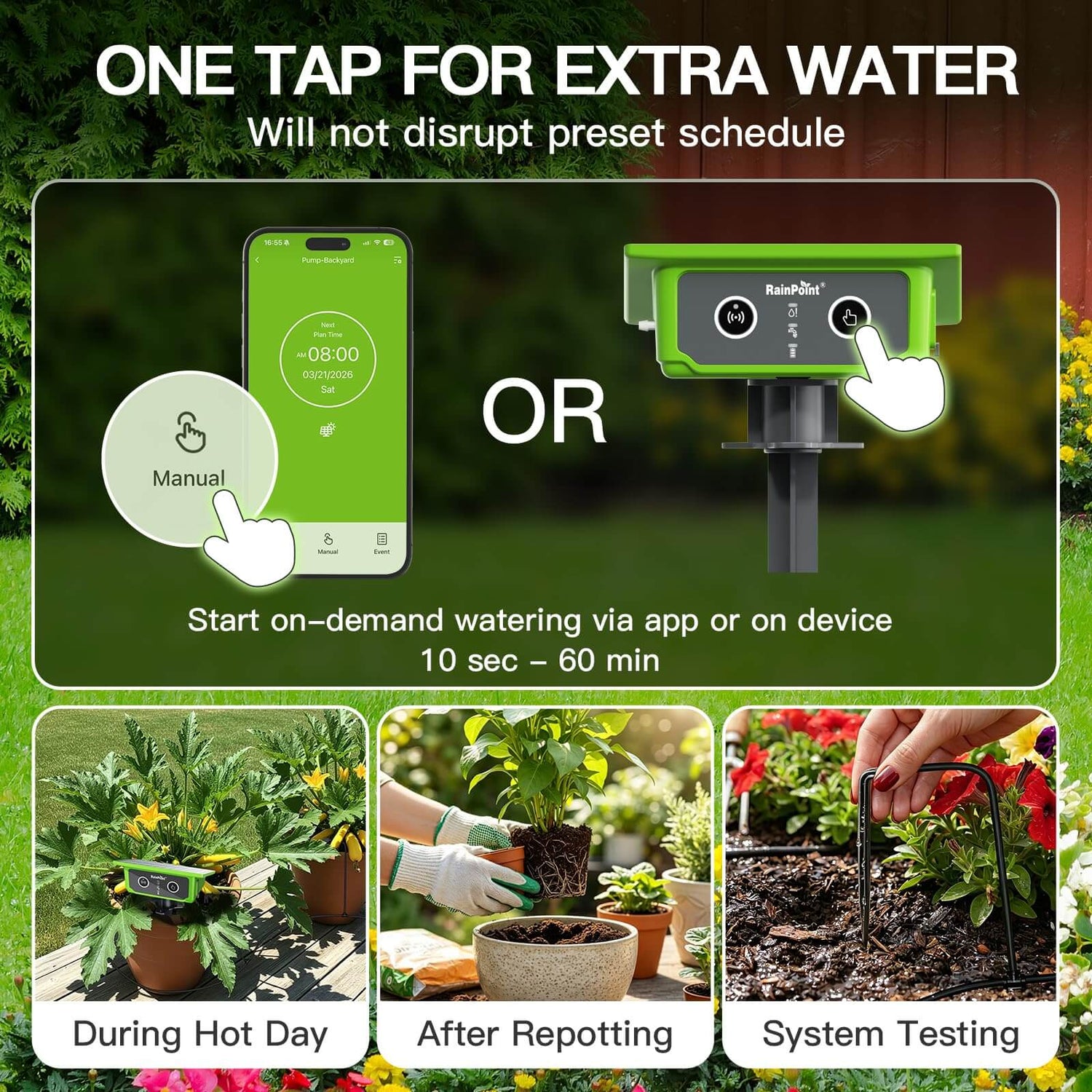 RainPoint WiFi Solar Automatic Plant Waterer Kit for Outdoor &amp; Indoor Use with Hub