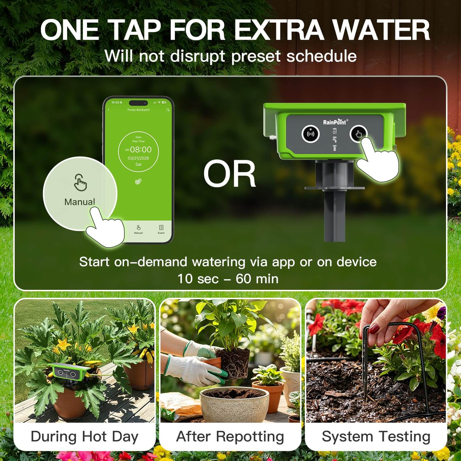 RainPoint WiFi Solar Automatic Plant Waterer Kit for Outdoor &amp; Indoor Use with Hub