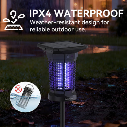RainPoint Solar Bug Zapper Outdoor – 3000V Electric Grid, Cordless, Day &amp; Night Protection