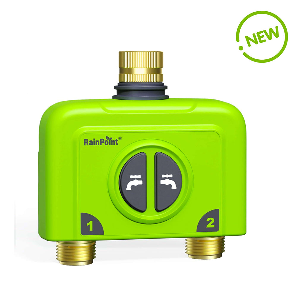 RAINPOINT 2 Zone WiFi Water Timer for Garden Hose(Brass Inlet &amp; Outlet, No Gateway)