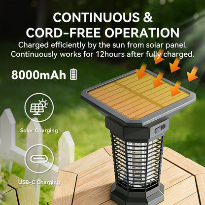 RainPoint Solar Bug Zapper Outdoor – 3000V Electric Grid, Cordless, Day &amp; Night Protection