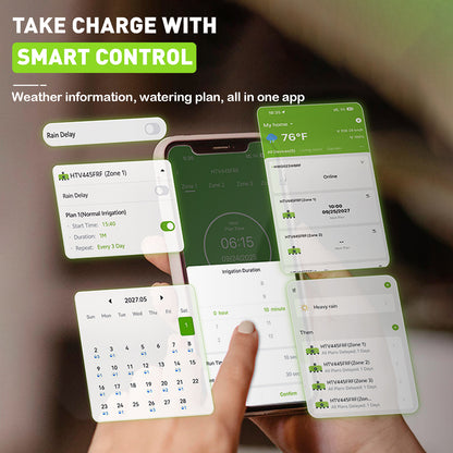 RainPoint 4-Zone WiFi Sprinkler Timer – Brass, App/Voice Control, Weather Auto-Schedule