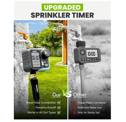 RAINPOINT Sprinkler Timer for Garden Hose - Hose Timer with Cycle &amp; Soak, Brass Inlet