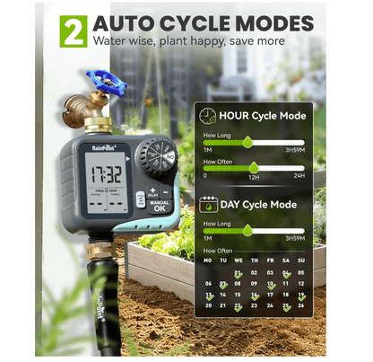 RAINPOINT Sprinkler Timer for Garden Hose - Hose Timer with Cycle &amp; Soak, Brass Inlet