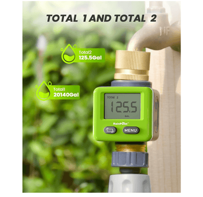 RAINPOINT Water Flow Meter – ±5% Accuracy Brass Garden Hose Gauge with 180° Flip Screen