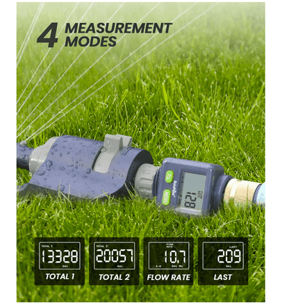 Rainpoint Water Flow Meter with Brass Inlet,Garden Hose, Sprinkler &amp; Nozzle Sprayer