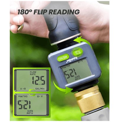 Rainpoint Water Flow Meter with Brass Inlet,Garden Hose, Sprinkler &amp; Nozzle Sprayer