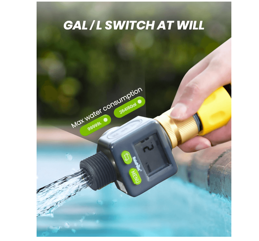 Rainpoint Water Flow Meter with Brass Inlet,Garden Hose, Sprinkler &amp; Nozzle Sprayer