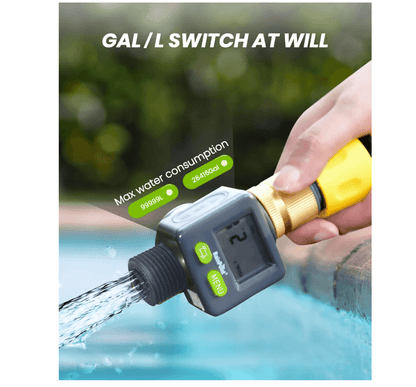 Rainpoint Water Flow Meter with Brass Inlet,Garden Hose, Sprinkler &amp; Nozzle Sprayer