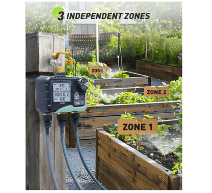 RAINPOINT 3 Zone Water Timer with Brass Inlet &amp; Outlet