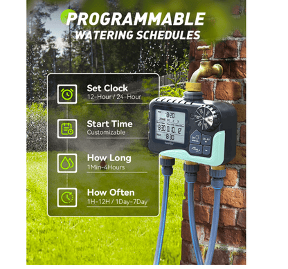 RAINPOINT 3 Zone Water Timer with Brass Inlet &amp; Outlet