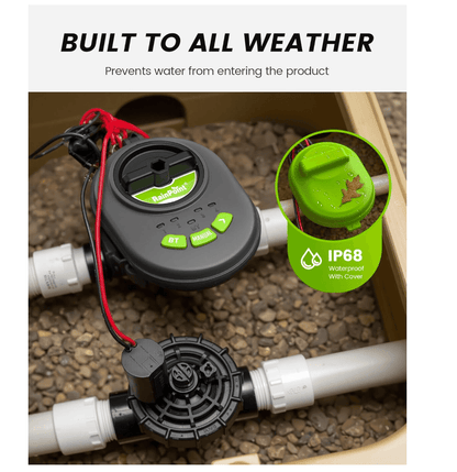 RAINPOINT Battery Operated Sprinkler Controller - Indoor &amp; Outdoor 4 Zone Smart Irrigation Controller