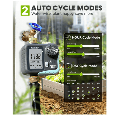 RAINPOINT Sprinkler Timer for Garden Hose - Hose Timer with Cycle &amp; Soak, Brass Inlet &amp; Outlet