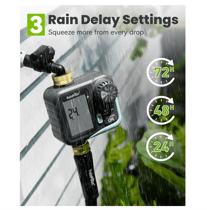 RAINPOINT Sprinkler Timer for Garden Hose - Hose Timer with Cycle &amp; Soak, Brass Inlet &amp; Outlet