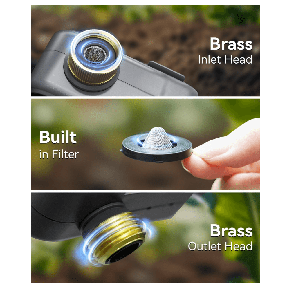 RAINPOINT Sprinkler Timer for Garden Hose - Hose Timer with Cycle &amp; Soak, Brass Inlet &amp; Outlet
