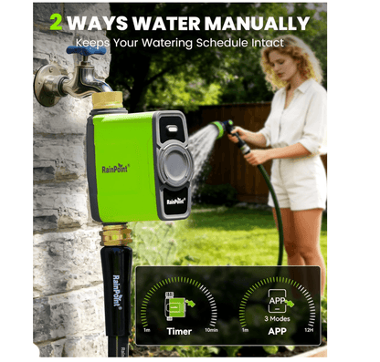 RAINPOINT WiFi Water Timer for Garden Hose (Brass Inlet &amp; Outlet, No Gateway)