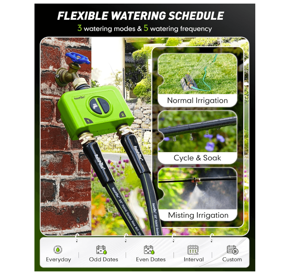 RAINPOINT 2 Zone  WiFi Water Timer for Garden Hose(Brass Inlet &amp; Outlet, Ethernet Gateway)