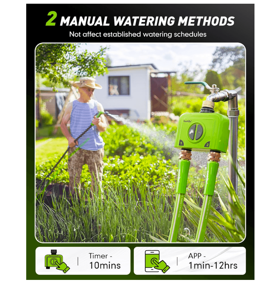RAINPOINT 2 Zone  WiFi Water Timer for Garden Hose(Brass Inlet &amp; Outlet, Ethernet Gateway)