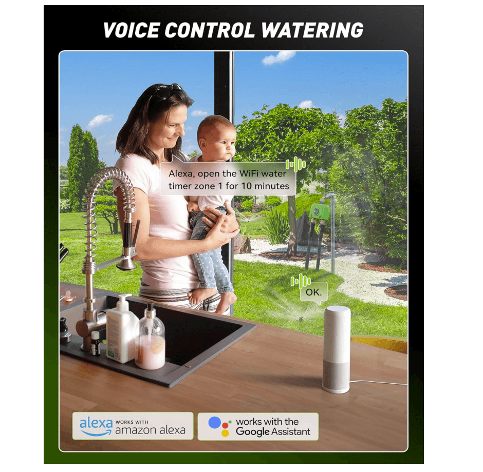 RAINPOINT 2 Zone  WiFi Water Timer for Garden Hose(Brass Inlet &amp; Outlet, Ethernet Gateway)