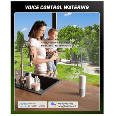 RAINPOINT 2 Zone  WiFi Water Timer for Garden Hose(Brass Inlet &amp; Outlet, Ethernet Gateway)