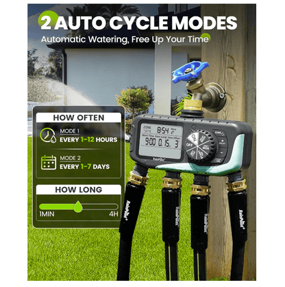 RAINPOINT Sprinkler Timer 4 Zone, Lawn Brass Inlet