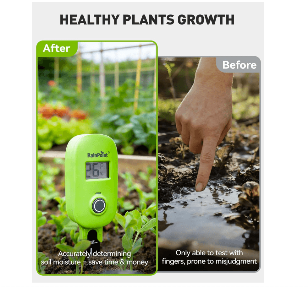 RAINPOINT Smart Soil Moisture Meter for Plants, Soil Hygrometer Sensor, , HWG023/HWG040 WiFi Hub Needed (Green)