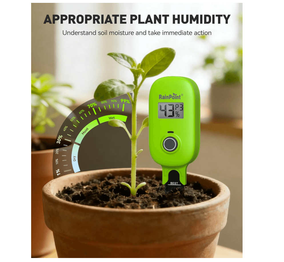 RAINPOINT Smart Soil Moisture Meter for Plants, Soil Hygrometer Sensor, , HWG023/HWG040 WiFi Hub Needed (Green)