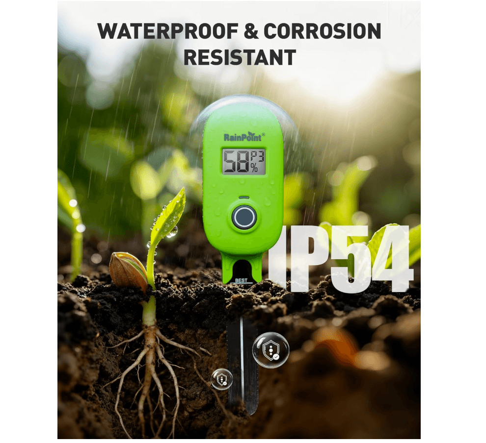 RAINPOINT Smart Soil Moisture Meter for Plants, Soil Hygrometer Sensor, , HWG023/HWG040 WiFi Hub Needed (Green)