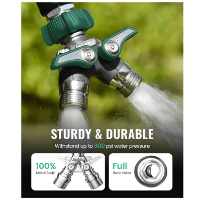 RainPoint Heavy Duty 2 Way Hose Splitter – 100% Metal, Full Flow (1 Pack)