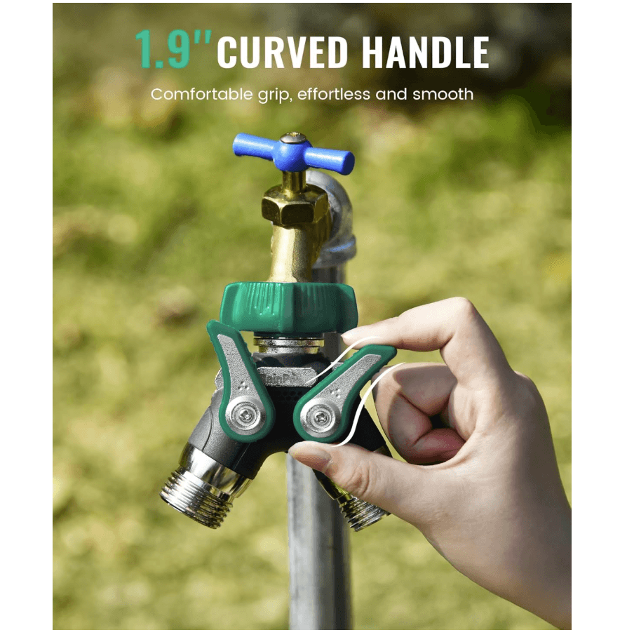 RainPoint Heavy Duty 2 Way Hose Splitter – 100% Metal, Full Flow (1 Pack)