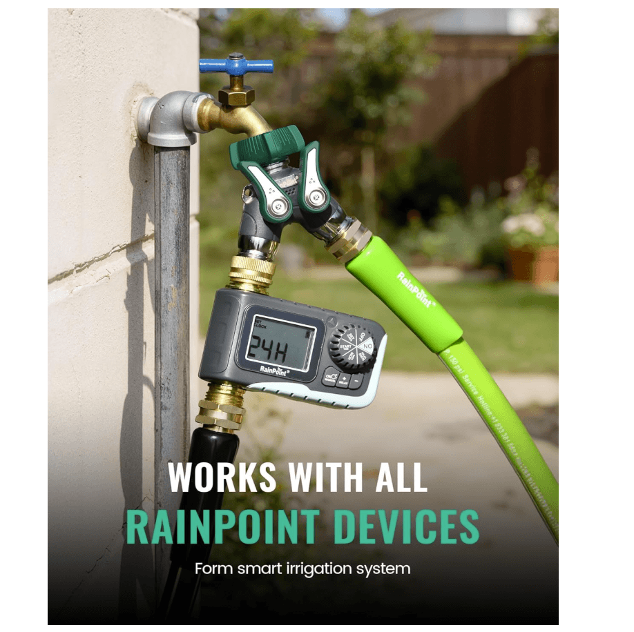 RainPoint Heavy Duty 2 Way Hose Splitter – 100% Metal, Full Flow (1 Pack)