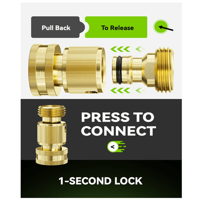 RainPoint Solid Brass 3/4" GHT Quick Connect Hose Fittings, No-Leak, 2 Sets