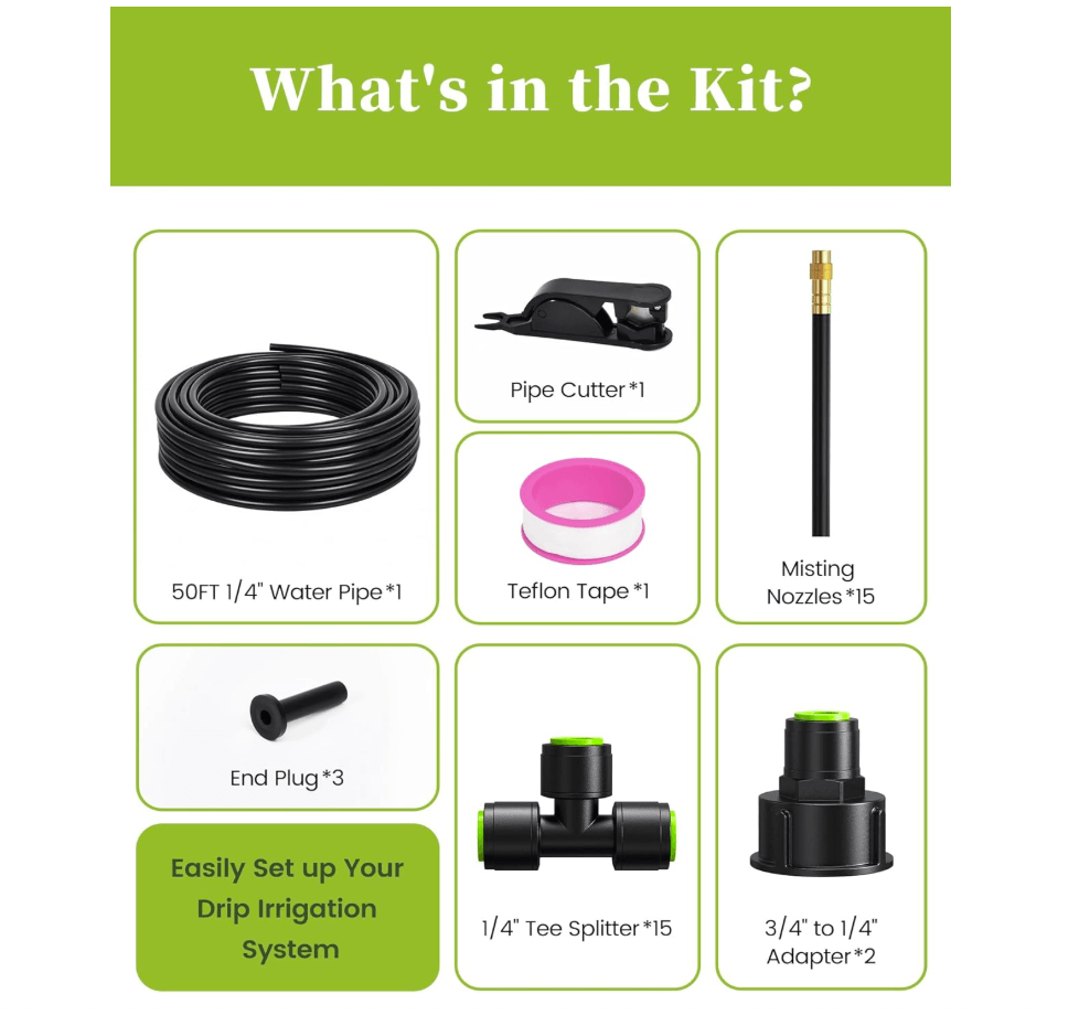 RAINPOINT 100FT Drip Irrigation System, Garden Watering Kit