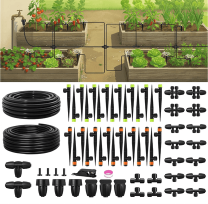 RAINPOINT Drip Irrigation System, Quick-Connect Garden Watering System Kit