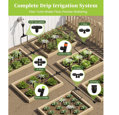 RAINPOINT Drip Irrigation System, Quick-Connect Garden Watering System Kit