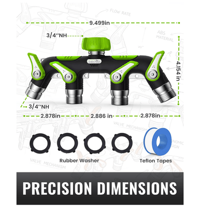 RAINPOINT 4 Way Garden Hose Splitter(Green)