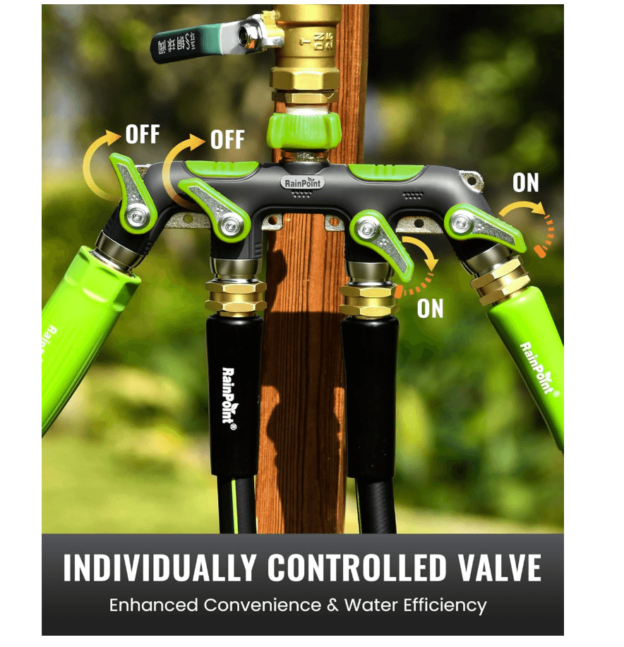 RAINPOINT 4 Way Garden Hose Splitter(Green)