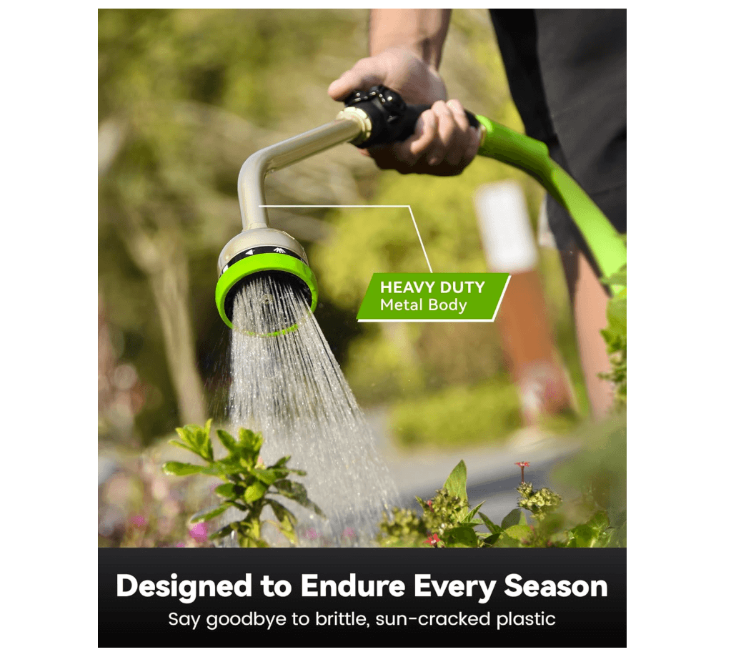 RAINPOINT 16" Metal Watering Wand – 9 Spray Patterns, Garden Hose Nozzle(Green)