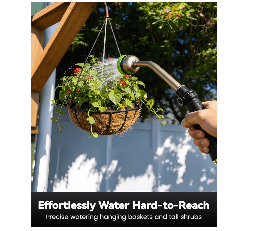 RAINPOINT 16" Metal Watering Wand – 9 Spray Patterns, Garden Hose Nozzle(Green)