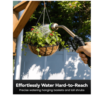 RAINPOINT 16" Metal Watering Wand – 9 Spray Patterns, Garden Hose Nozzle(Green)