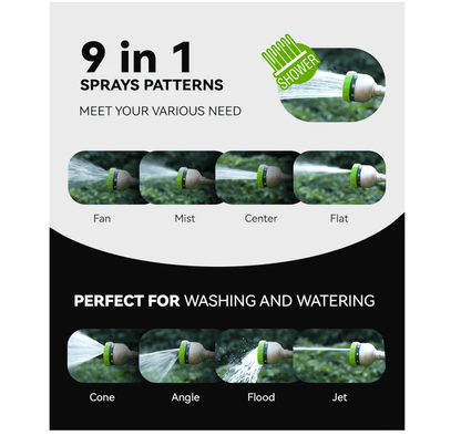 RAINPOINT 16" Metal Watering Wand – 9 Spray Patterns, Garden Hose Nozzle(Green)