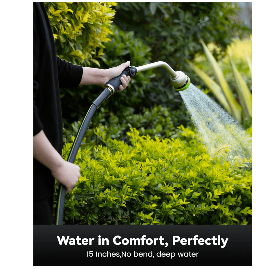 RAINPOINT 16" Metal Watering Wand – 9 Spray Patterns, Garden Hose Nozzle(Green)
