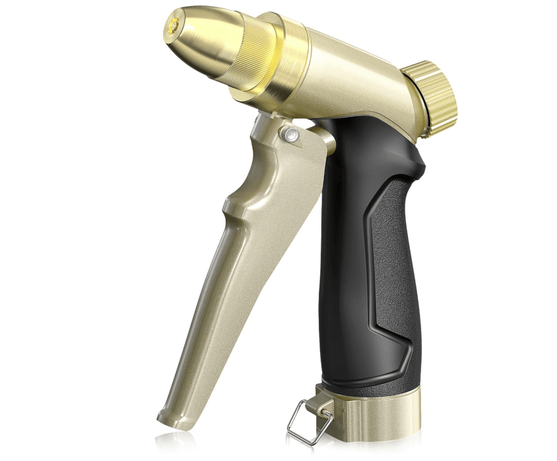 RAINPOINT Garden Hose Nozzle, 100% Heavy Duty Metal Hose Sprayer, Gold