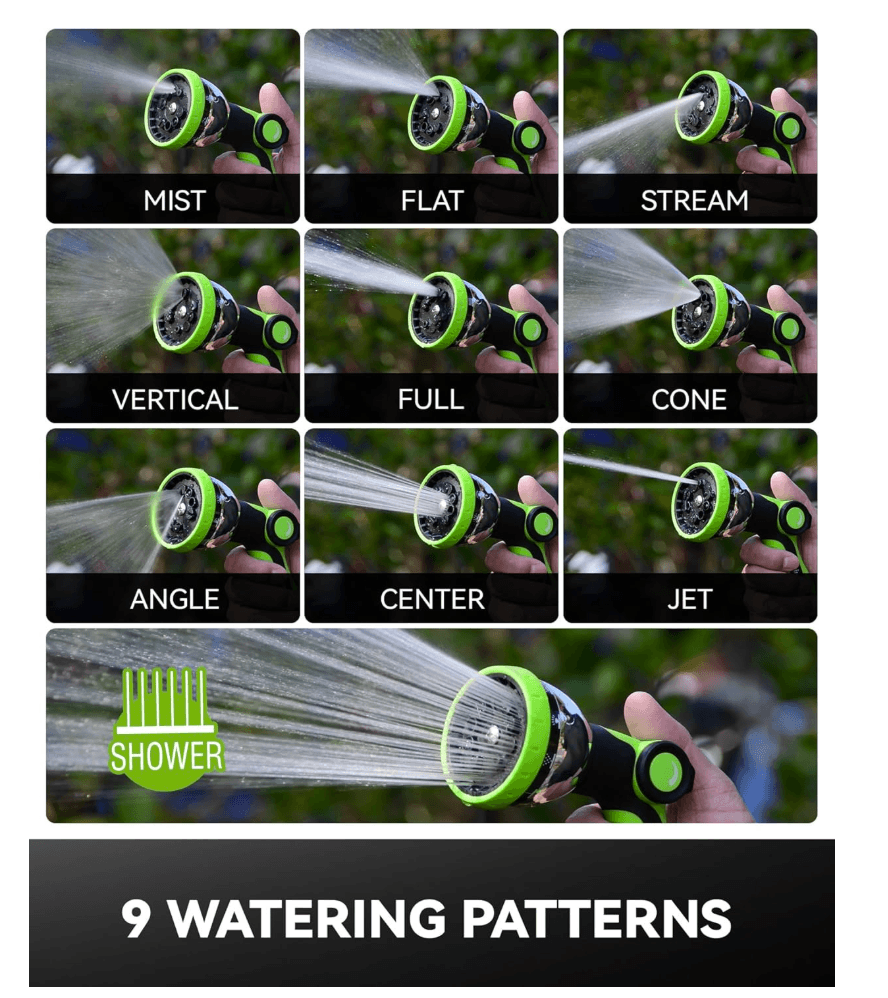 RainPoint 50FT Garden Hose with 10-Pattern Spray Nozzle