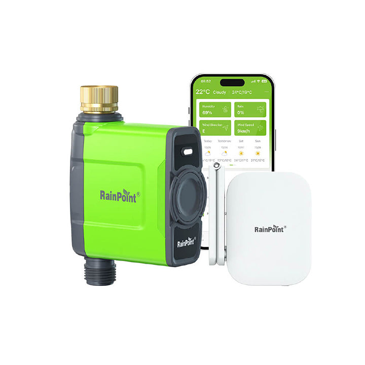 RainPoint with Brass Inlet WiFi Water Timer for Garden Hose